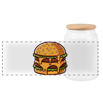 Burger Double Fromage Débordant Cartoon - Boîte à biscuits avec couvercle en bois - blanc - Devant