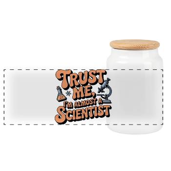 science humor - Panoramic Cookie Jar with Wooden Lid - white - Front