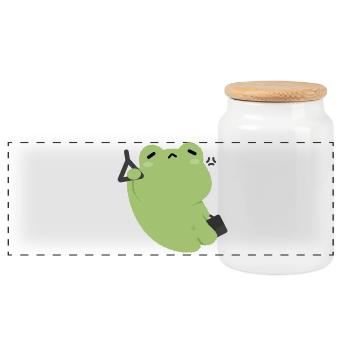 Trajet de la grenouille verte fatiguée - Boîte à biscuits avec couvercle en bois - blanc - Devant