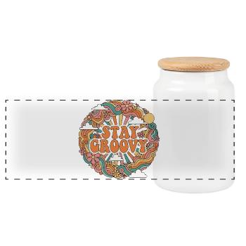 Psychedelisch Retro - Panorama Keksdose mit Holzdeckel - Weiß - Vorne