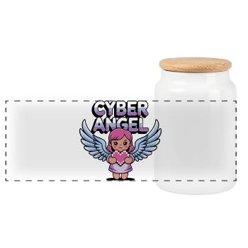 Y2K Rétro – Cyber Angel - Boîte à biscuits avec couvercle en bois - blanc - Devant