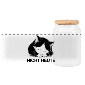 Le chat câlin noir et blanc n’est plus aujourd’hui - Boîte à biscuits avec couvercle en bois - blanc - Devant