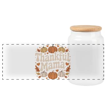 Thankful Mama Herbst Kürbis Erntedank Liebe - Panorama Keksdose mit Holzdeckel - Weiß - Vorne