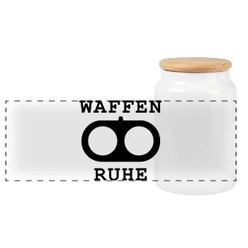 Waffenruhe Doppellauf Flinte Frieden Peace - Panorama Keksdose mit Holzdeckel - Weiß - Vorne