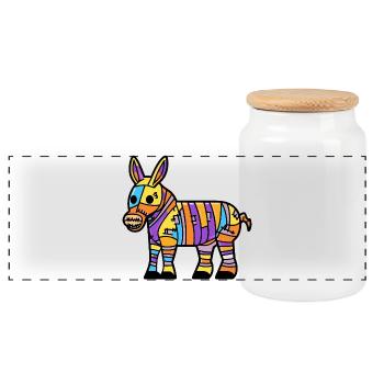 Donkey Halloween Zombie - Panoramic Cookie Jar with Wooden Lid - white - Front
