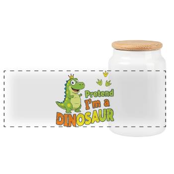 Faire semblant d’être un dinosaure - Boîte à biscuits avec couvercle en bois - blanc - Devant