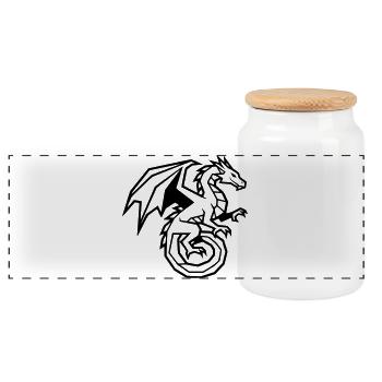 Puissant dragon | Tatouage Tribal Noir - Boîte à biscuits avec couvercle en bois - blanc - Devant