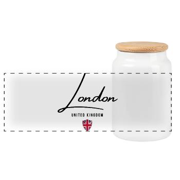 Elegantes Design London, britischer Stolz - Panorama Keksdose mit Holzdeckel - Weiß - Vorne