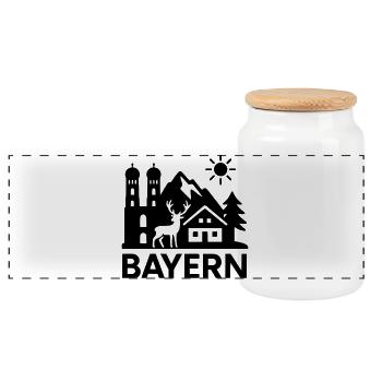 Bavaria Landmark State - Panoramic Cookie Jar with Wooden Lid - white - Front