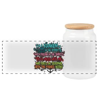 GRAFFITI DE RUE KRAKEN DISANT - Boîte à biscuits avec couvercle en bois - blanc - Devant