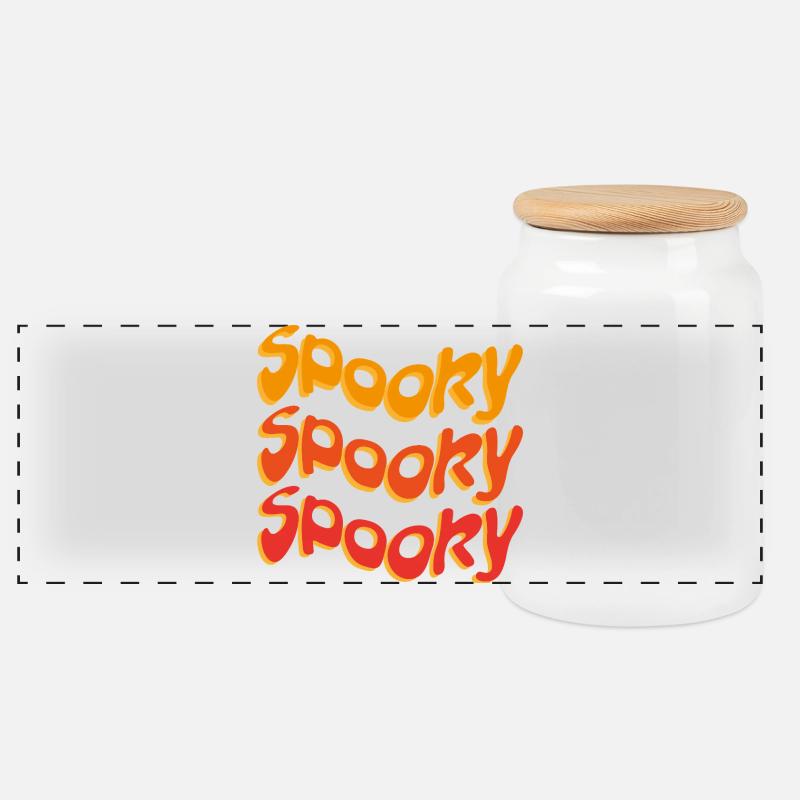 Halloween Spooky - Panorama Keksdose mit Holzdeckel - Weiß