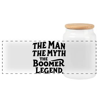 Der Mann Der Mythos Die Boomer-Legende Stolzer Boo - Panorama Keksdose mit Holzdeckel - Weiß - Vorne