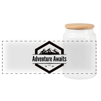 Adventure Awaits – Travel Shirt - Panoramic Cookie Jar with Wooden Lid - white - Front