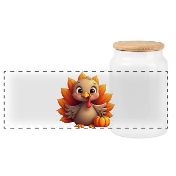 Thanksgiving Truthahn Baby - Panorama Keksdose mit Holzdeckel - Weiß - Vorne