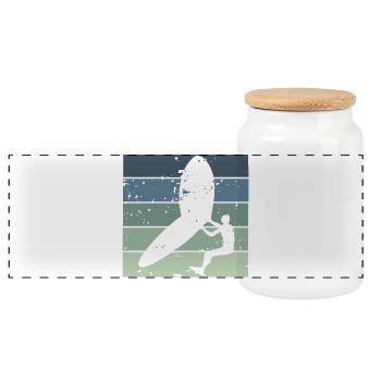 Silhouette Wingfoiler avec planche de surf - Boîte à biscuits avec couvercle en bois - blanc - Devant