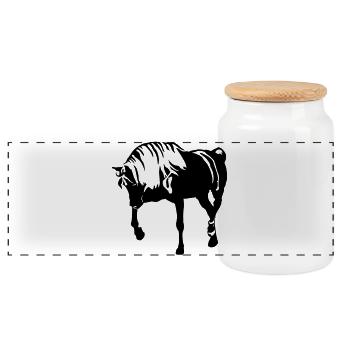 Horse - Panoramic Cookie Jar with Wooden Lid - white - Front