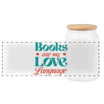 Les livres sont mon langage de l’amour - Boîte à biscuits avec couvercle en bois - blanc - Devant