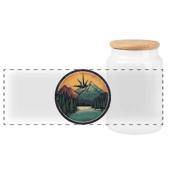 Boussole de montagne - Boîte à biscuits avec couvercle en bois - blanc - Devant