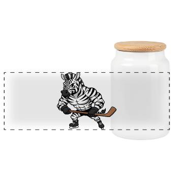 Cool Zebra Joueur de hockey sur glace Propriétaire Fan de hockey - Boîte à biscuits avec couvercle en bois - blanc - Devant
