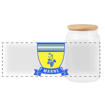 Blason Marne 51 avec une grappe de raisin - Boîte à biscuits avec couvercle en bois - blanc - Devant