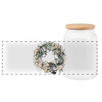 Couronne exotique de la jungle avec des feuilles tropicales - Boîte à biscuits avec couvercle en bois - blanc - Devant