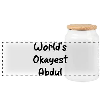 World's Okayest Abdul - Panoramic Cookie Jar with Wooden Lid - white - Front