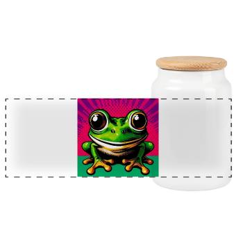 grenouille - Boîte à biscuits avec couvercle en bois - blanc - Devant