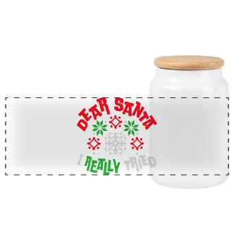 Cher Père Noël, j’ai vraiment essayé l’humour de Noël drôle - Boîte à biscuits avec couvercle en bois - blanc - Devant