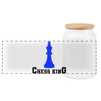 Chess King - Panoramic Cookie Jar with Wooden Lid - white - Front