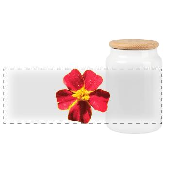 Tagetes - Panorama Keksdose mit Holzdeckel - Weiß - Vorne