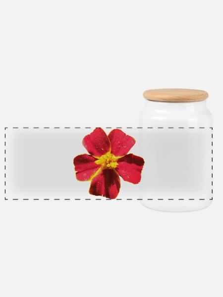 Tagetes - Panoramic Cookie Jar with Wooden Lid - white