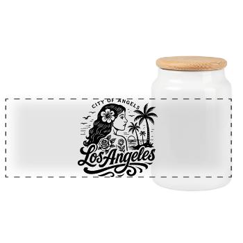 LA Los Angeles City of Angels Kalifornien shirt - Panorama Keksdose mit Holzdeckel - Weiß - Vorne
