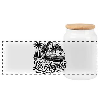 LA Los Angeles City of Angels Kalifornien shirt  - Panorama Keksdose mit Holzdeckel - Weiß - Vorne