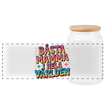 Best mom in the whole world - Panoramic Cookie Jar with Wooden Lid - white - Front