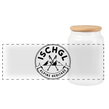 Ischgl - Création de souvenirs - Boîte à biscuits avec couvercle en bois - blanc - Devant