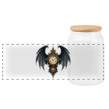 Horloge ailée gothique ornementale - Boîte à biscuits avec couvercle en bois - blanc - Devant