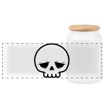 Crâne triste | Emo & Goth Design - Boîte à biscuits avec couvercle en bois - blanc - Devant