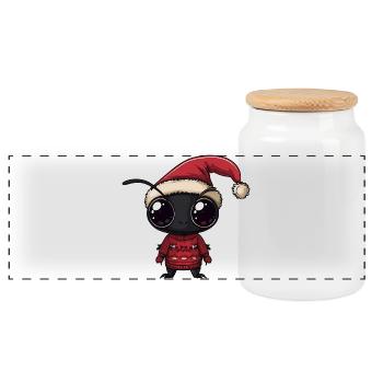 Ant Christmas - Panoramic Cookie Jar with Wooden Lid - white - Front