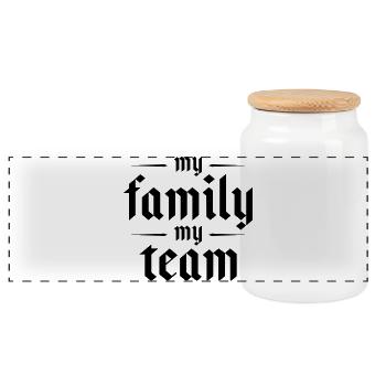 Mon équipe familiale dit - Boîte à biscuits avec couvercle en bois - blanc - Devant