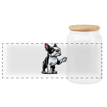 Sprich mit der Pfote Boston Boston terrier Bostie - Panorama Keksdose mit Holzdeckel - Weiß - Vorne