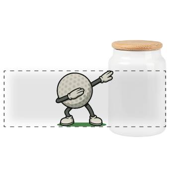 Funny Golf Dabbing Golf Ball Golfer Design - Panoramic Cookie Jar with Wooden Lid - white - Front