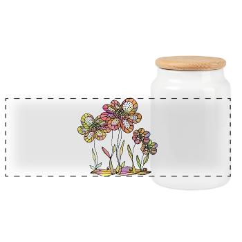 Fleur - Boîte à biscuits avec couvercle en bois - blanc - Devant