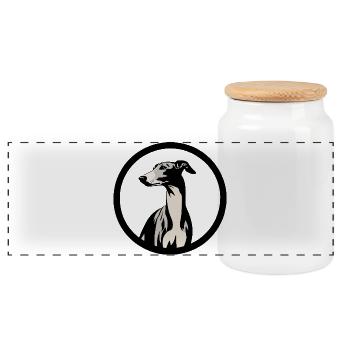 Galgo-Logo Nr3 - Panorama Keksdose mit Holzdeckel - Weiß - Vorne