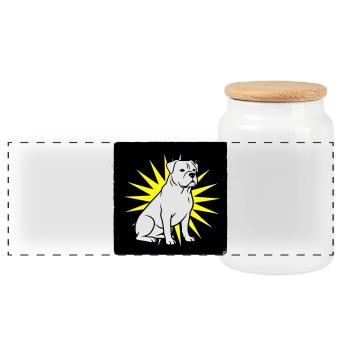 Cool Dog in Punk Rock & Pop Art Style - Panoramic Cookie Jar with Wooden Lid - white - Front