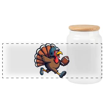 Thanksgiving Football Truthahn - Panorama Keksdose mit Holzdeckel - Weiß - Vorne