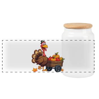 Thanksgiving Drôle Dinde de Thanksgiving - Boîte à biscuits avec couvercle en bois - blanc - Devant
