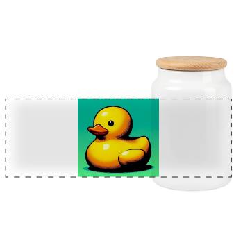 Duckling Duck Duck Duck - Panoramic Cookie Jar with Wooden Lid - white - Front