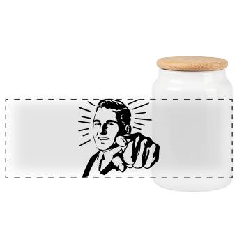 Homme pointeur - Boîte à biscuits avec couvercle en bois - blanc - Devant