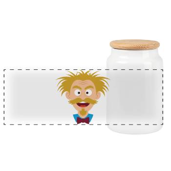 Wild scientist with a mustache - Panoramic Cookie Jar with Wooden Lid - white - Front