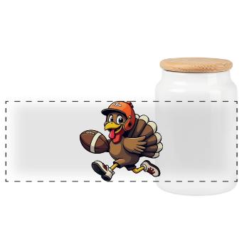 Thanksgiving Football Truthahn - Panorama Keksdose mit Holzdeckel - Weiß - Vorne
